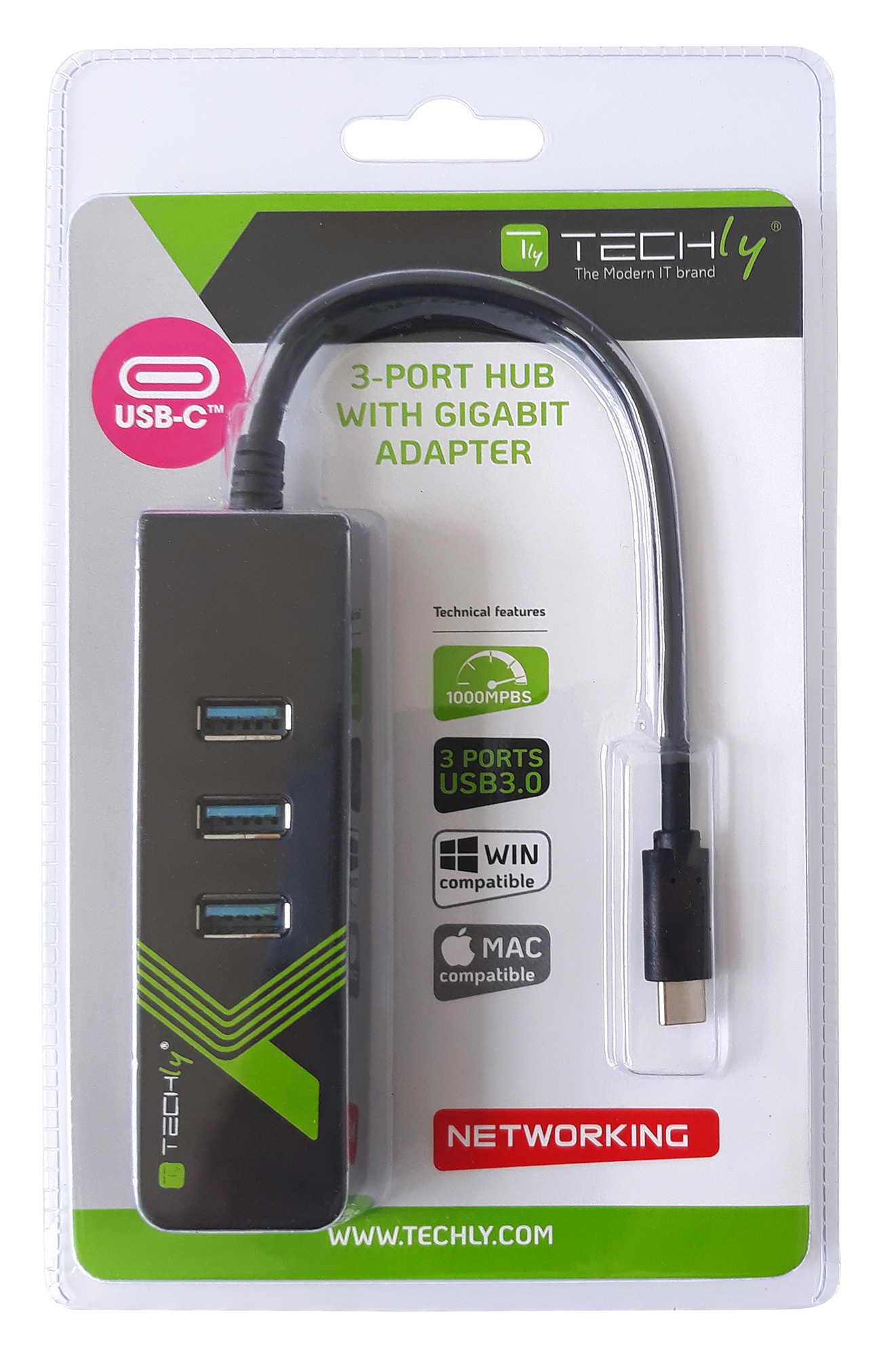 4-Ports USB Hub with Ethernet Port 10/100/1000 Mbps Supports Win 7/8/10 Vista 4-in-1 USB C 3.1 Data Transfer Adapter Linux Gigabit LAN Network Converter Splitter Mac OS 