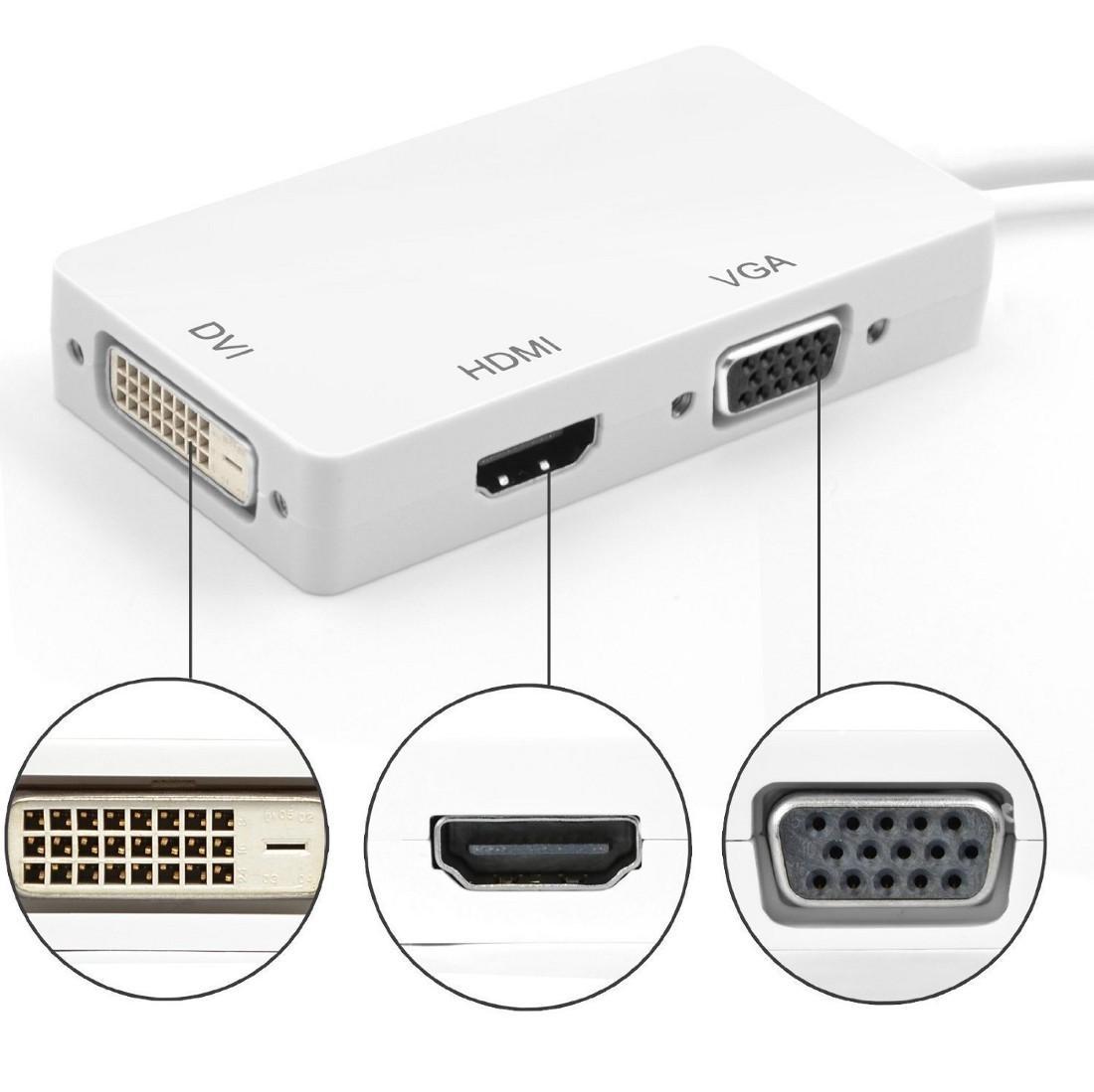 TOPELEK 4Kx2K 3 in 1 Mini Displayport DP 1.2 auf HDMI DVI VGA Kabel Adapter Konverter für Apple MacBook MacBook Pro Microsoft iMac MacBook Air Mac Mini