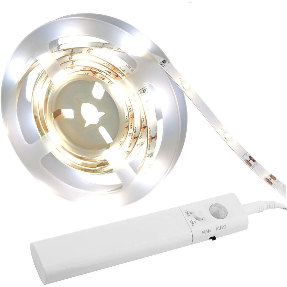  Striscia LED da 1m con Sensore di Movimento per la Camera o la Cucina - TECHLY - I-STRIP-LED-A-BEDS-1