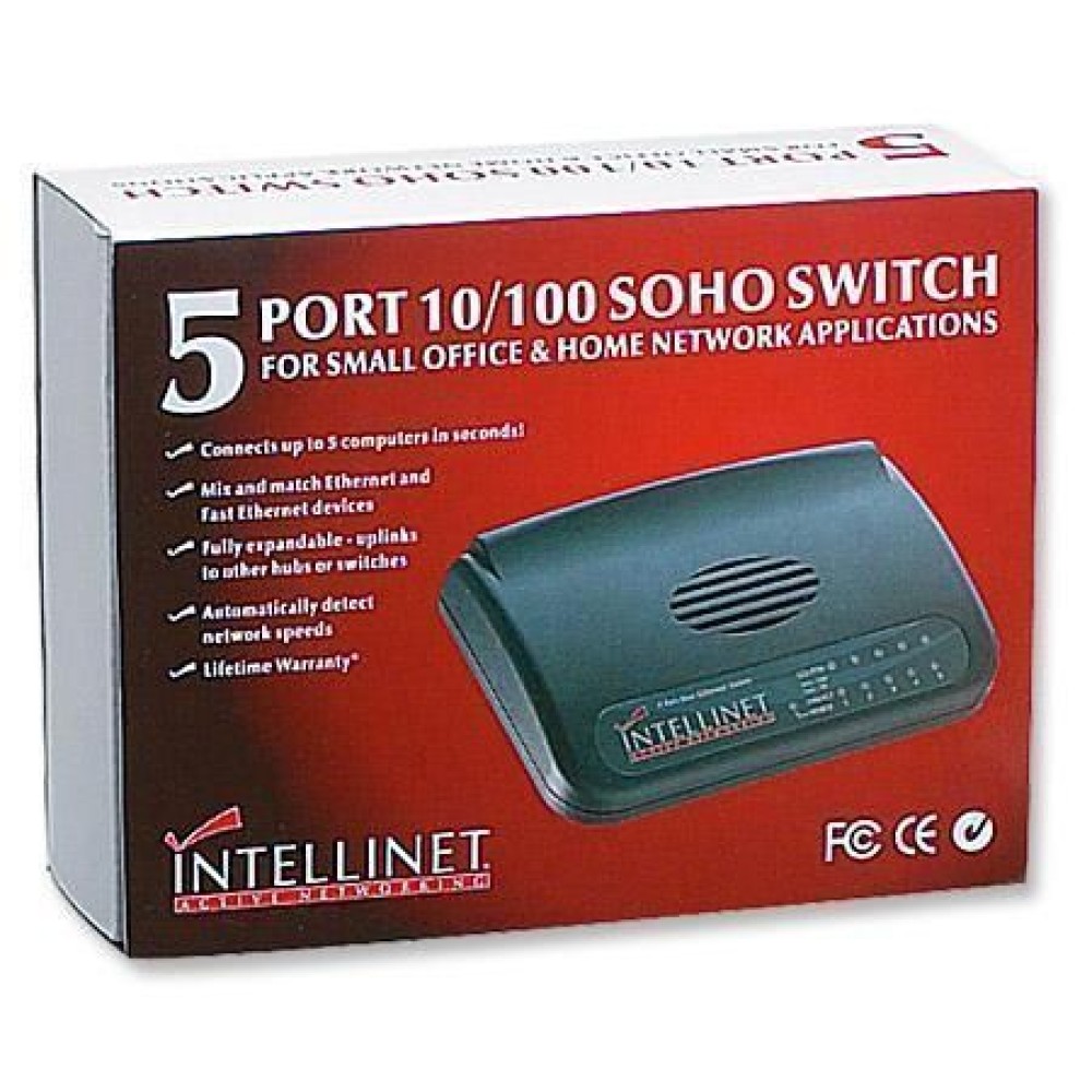 Switch Hub Fast ethernet 10/100Mbps 5 porte Black Net - INTELLINET - I-SWHUB-050B-1