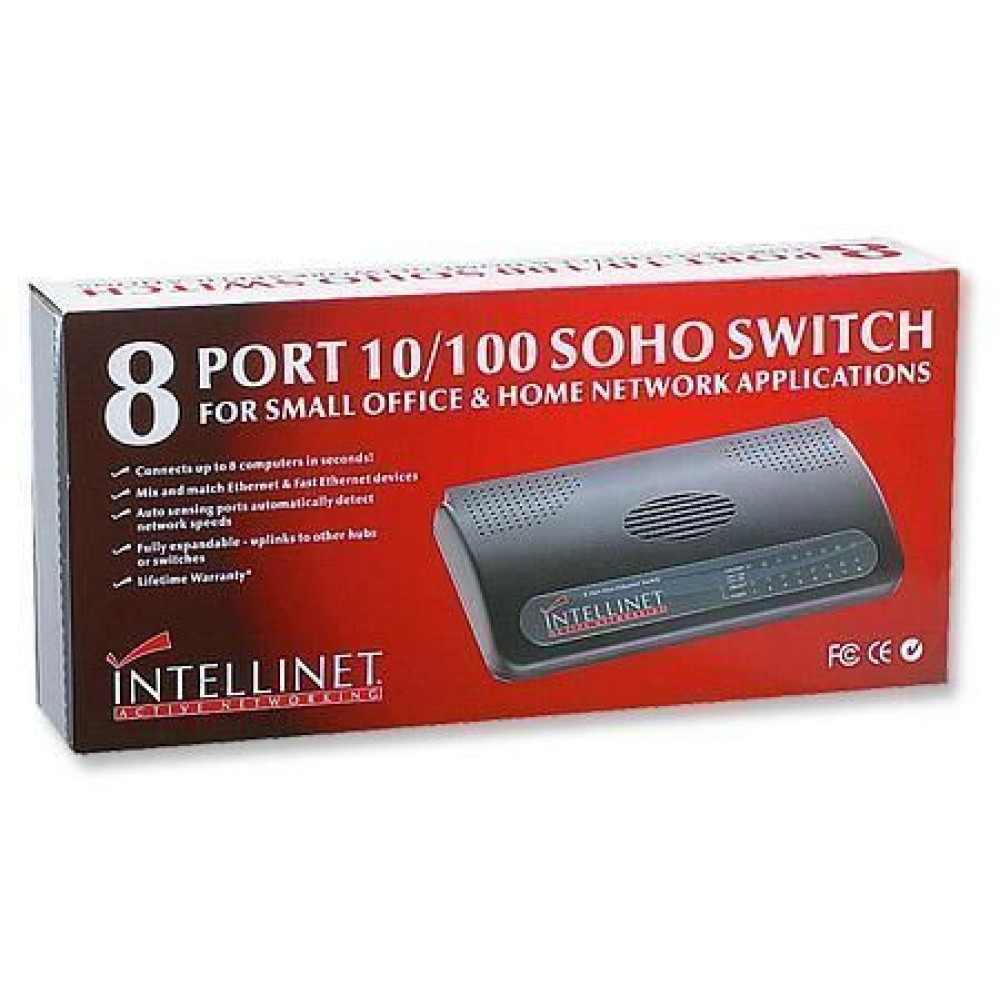 Switch Hub Fast ethernet 10/100Mbps 8 porte Black Net - INTELLINET - I-SWHUB-080B-1