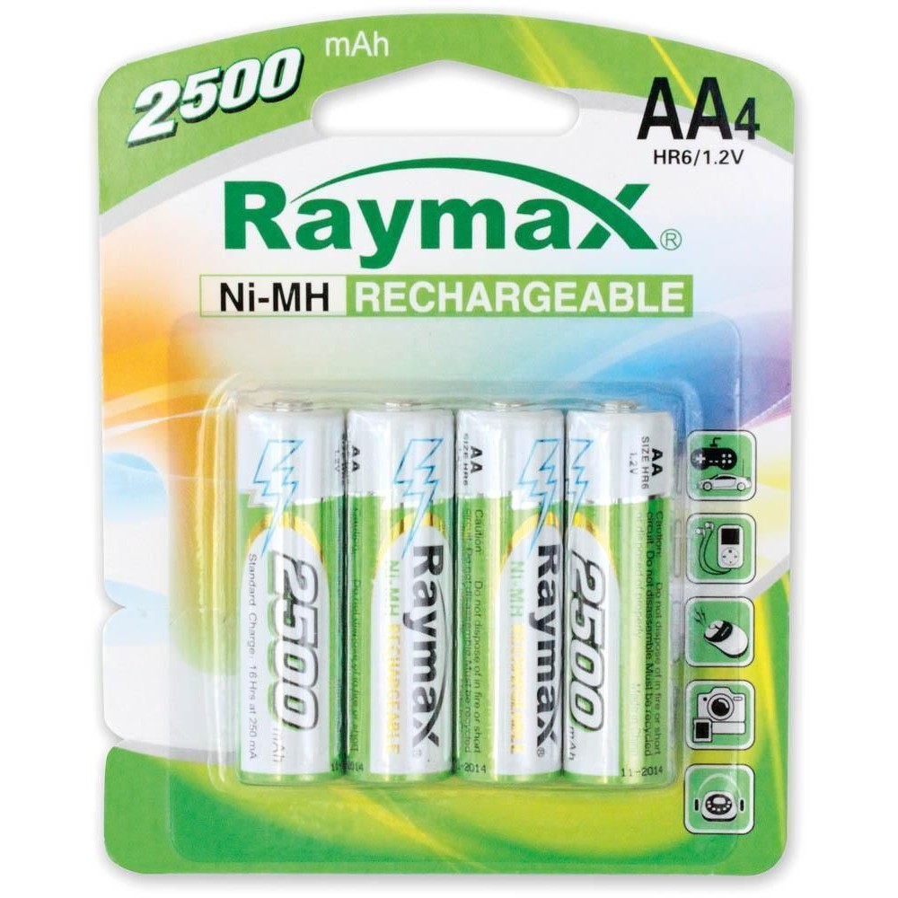Blister 4 Batterie Ricaricabili Stilo AA 2500 mAh - RAYMAX BATTERIES - IBT-K2500-B4