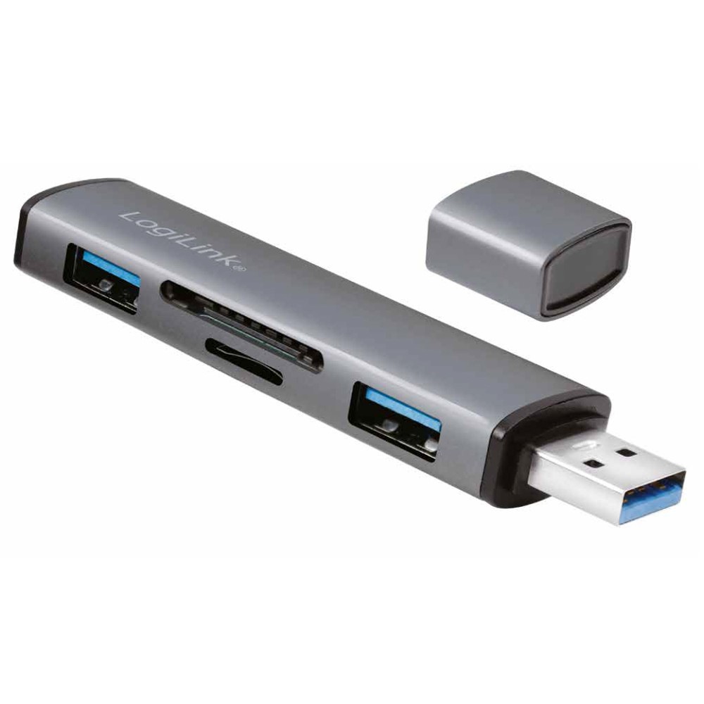 Hub USB3.2 Gen2 2 Porte USB A con Lettore di Schede Card Reader - LOGILINK - IUSB32-HUB2-CR