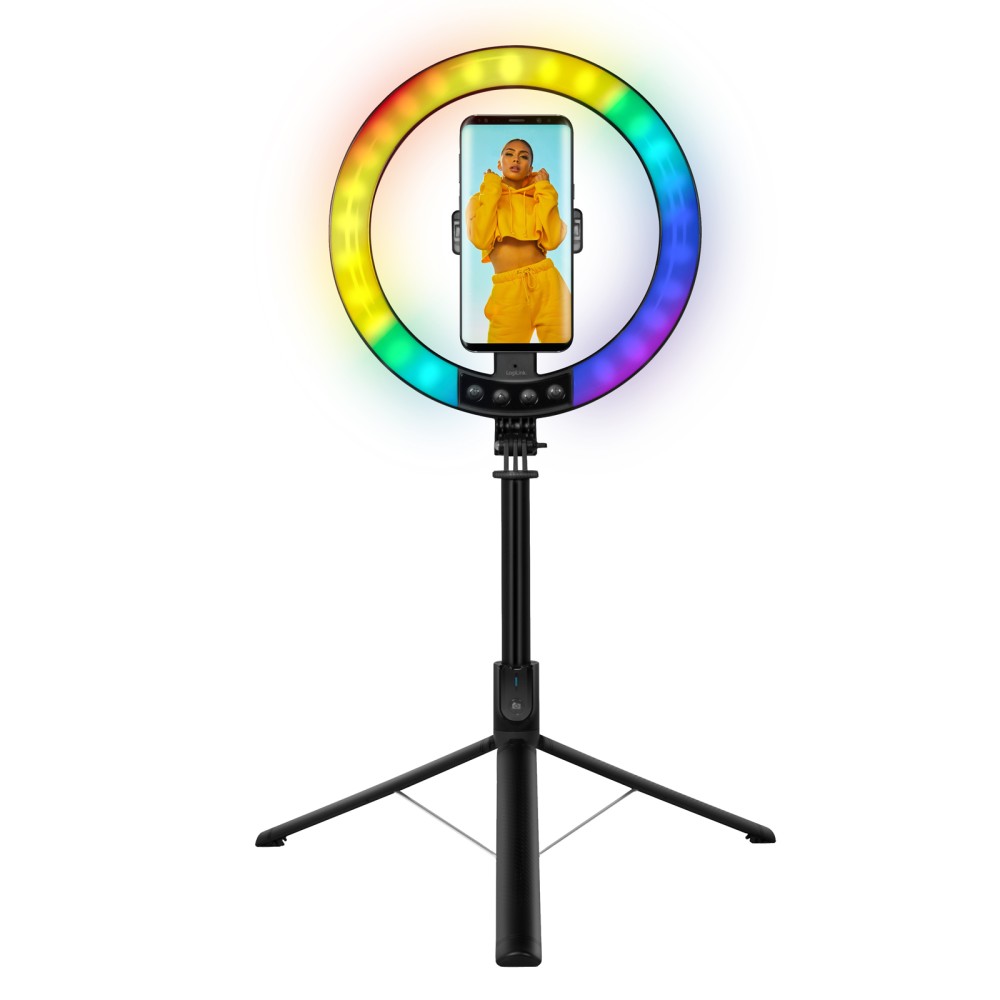 Luce LED 26RGB Anello Ø25cm con Treppiede Estensibile Selfie Stick - LOGILINK - I-SMART-RING25T-1