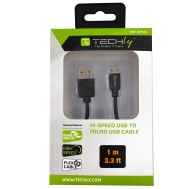 Cavo High Speed USB a MicroUSB Reversibile 1m Nero - TECHLY - ICOC MUSB-A-010S