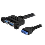 Cavo Interno USB3.0 19 pin Femmina / 2x USB A Femmina da Pannello - DELOCK - ICOC USBH-302U3F