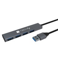 Hub USB-A 3.2 a 4 porte USB-A 5Gbps Slim in Metallo - TECHLY - IUSB32-HUB4A-4U3SL