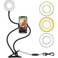 Luce LED Anello Portatile Regolazione Luminosità e Stand Smartphone - LOGILINK - I-SMART-RING8