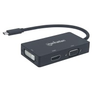 Convertitore Audio Video USB-C™ 3-in-1 Multiporta HDMI DVI VGA - MANHATTAN - IADAP USBC-AV4K