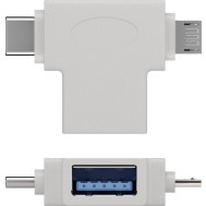 Adattatore a T USB-A, Micro-B e USB-C™ Bianco - GOOBAY - IADAP USBT-C/MICROW