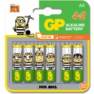 Blister 4+2 Batterie Alcaline AA Stilo GP Minions - GP BATTERIES - IC-GP151249