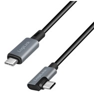 Cavo HighSpeed E-mark PD USB-C™ Maschio Angolato/USB-C™ Maschio Dritto 1m Nero - LOGILINK - ICOC MU2AC9-100W1