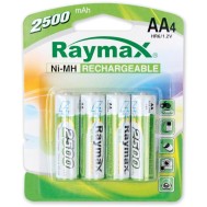 Blister 4 Batterie Ricaricabili Stilo AA 2500 mAh - RAYMAX BATTERIES - IBT-K2500-B4
