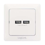 Presa a Muro 2 porte USB Bianco - LOGILINK - IPW-USB-W02U