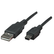 Cavo USB 2.0 A maschio/mini B 5 pin maschio 3 m Nero - MANHATTAN - ICOC MUSB-AA-030
