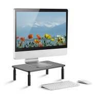 Supporto per Monitor Ergonomico Regolabile con 3 Altezze in Metallo Nero - TECHLY - ICA-MS 481