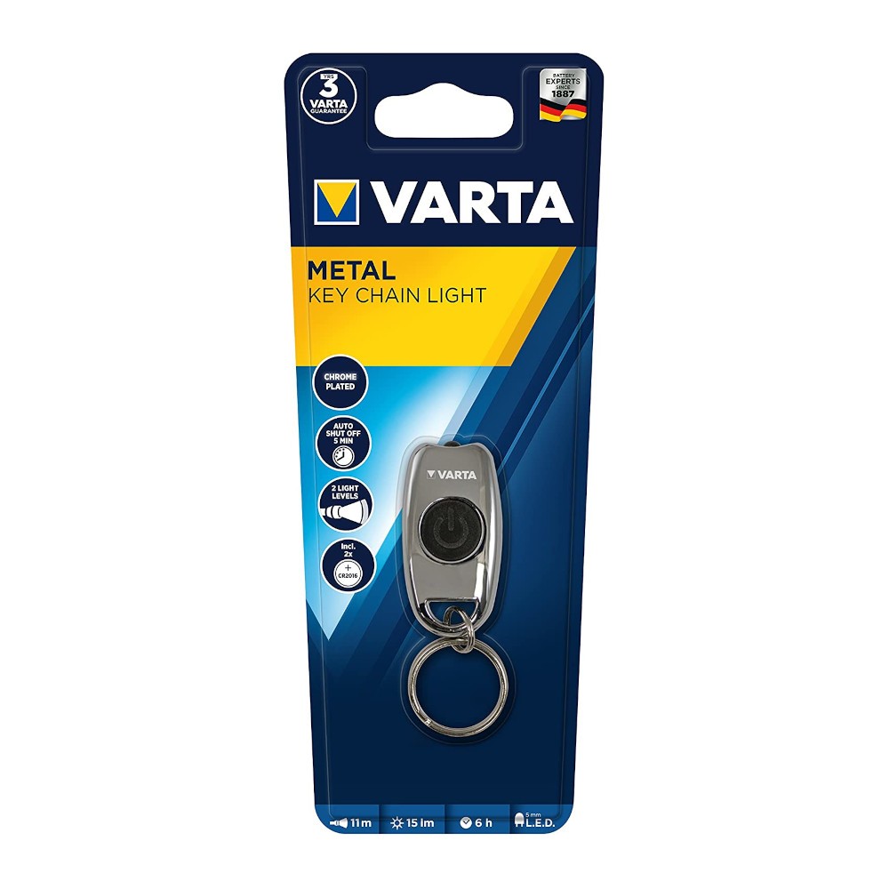 Torcia Portachiavi LED Tascabile a Batteria Metal Key Chain Light Varta
