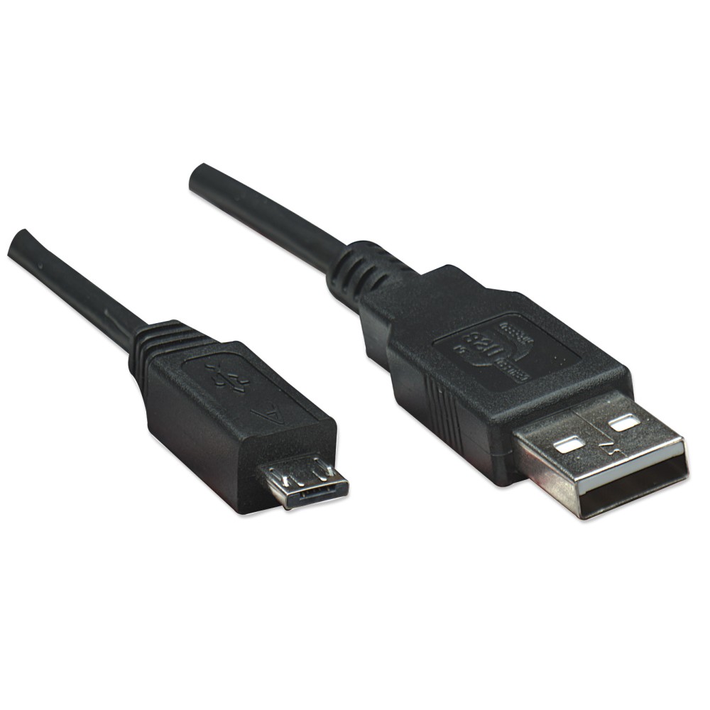 Micro cavo USB 2.0 A MASCHIO-MICRO B MASCHIO 90 ° spigolose 1,80m Nero 