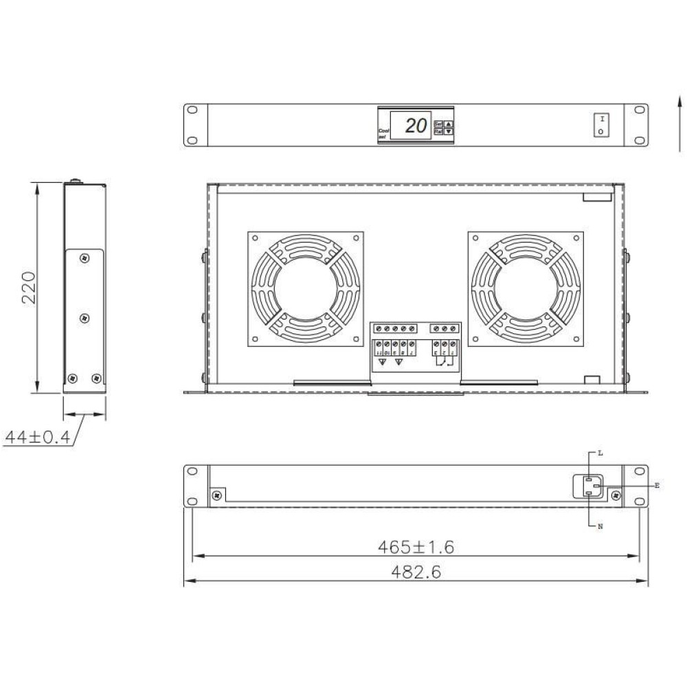Modulo 2 Ventole Con Termostato Per Armadi Rack 19 - Foto 4