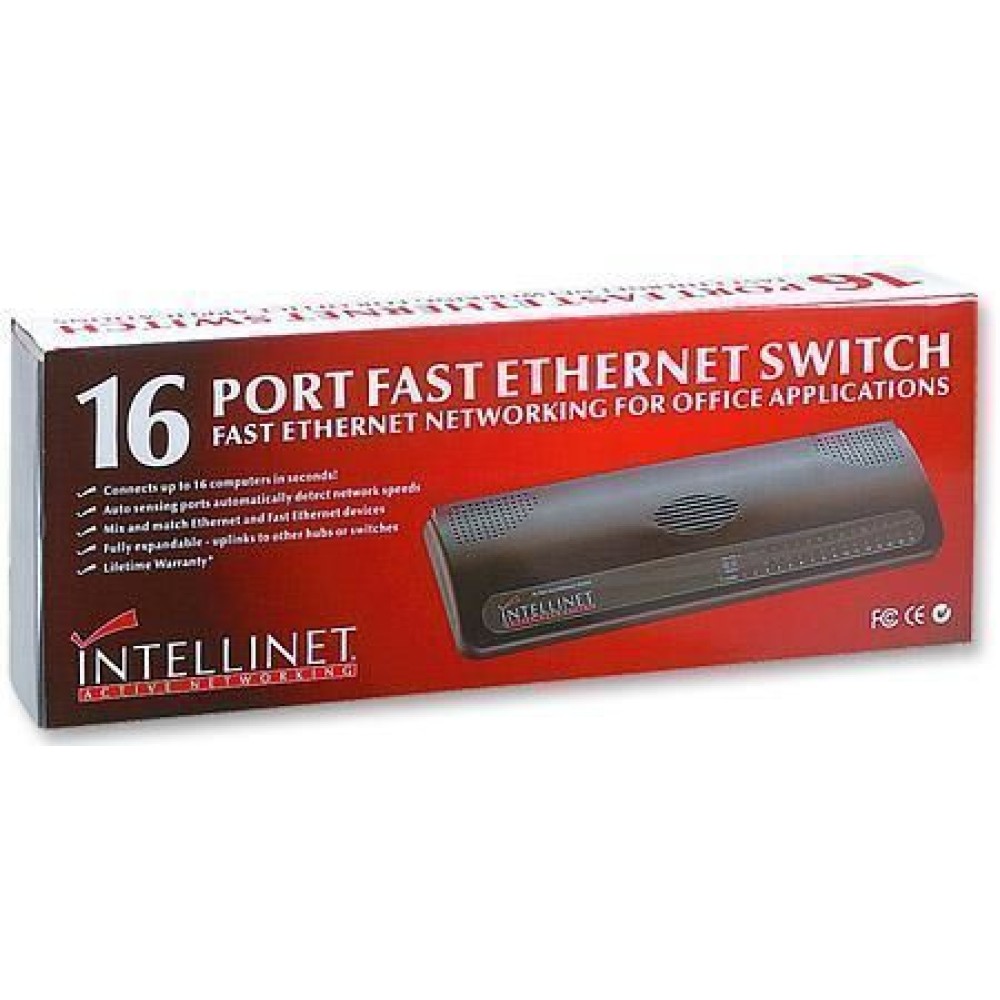 Switch Hub Fast ethernet 10/100Mbps 16 porte Black Net - INTELLINET - I-SWHUB-016B-1