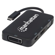 Adattatore Convertitore USB-C™ 4 in 1 a DP/HDMI/DVI/VGA Nero - MANHATTAN - IADAP USBC-MULTI