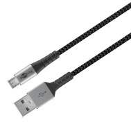 Cavo Micro USB Guaina Intrecciata USB2.0 A M/MicroB M 0,5m Nero/Silver - GOOBAY - ICOC MUSB-005-TS