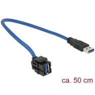 Modulo Keystone USB 3.0 A Maschio / Femmina 250° con Cavo - DELOCK - ICOC U-AB-005-KEY