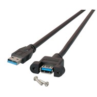 Cavo Prolunga USB 3.0 SuperSpeed A/A M/F da Pannello 1m Nero - OEM - ICOC U3-AB-010-PNLE