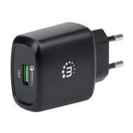 Caricatore USB da Muro QC3.0 18W Quick Charge™ Nero - MANHATTAN - IPW-USB-QC3BH