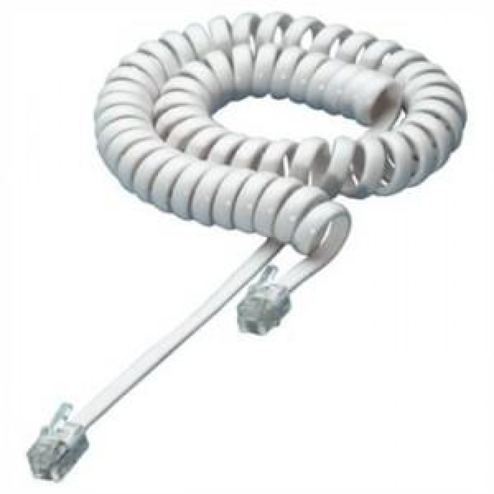 Cavo telefonico spiralato per 4mt RJ10 4P4C Bianco ICOC MD4404SW