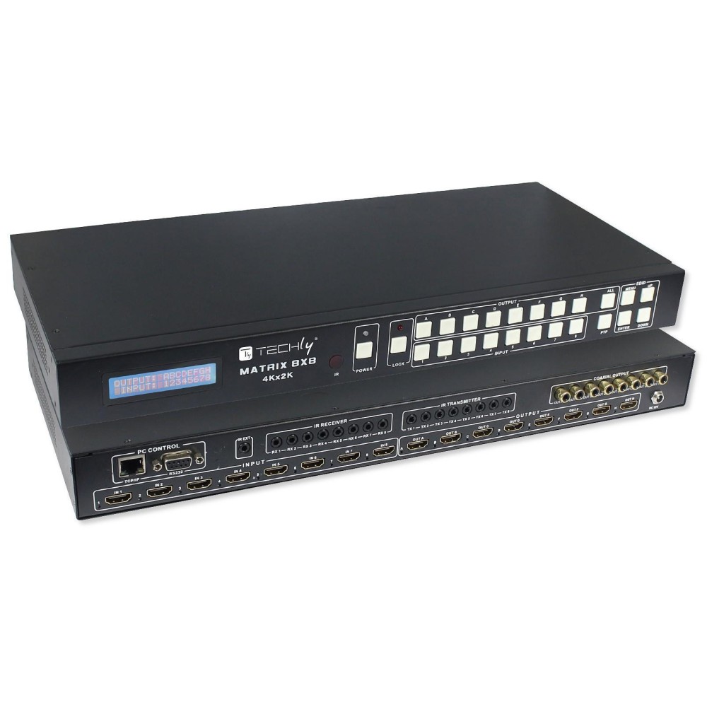 Switch Matrix HDMI 8x8 4K 3D con Telecomando e RS232/RJ45 - TECHLY - IDATA HDMI-MXA88