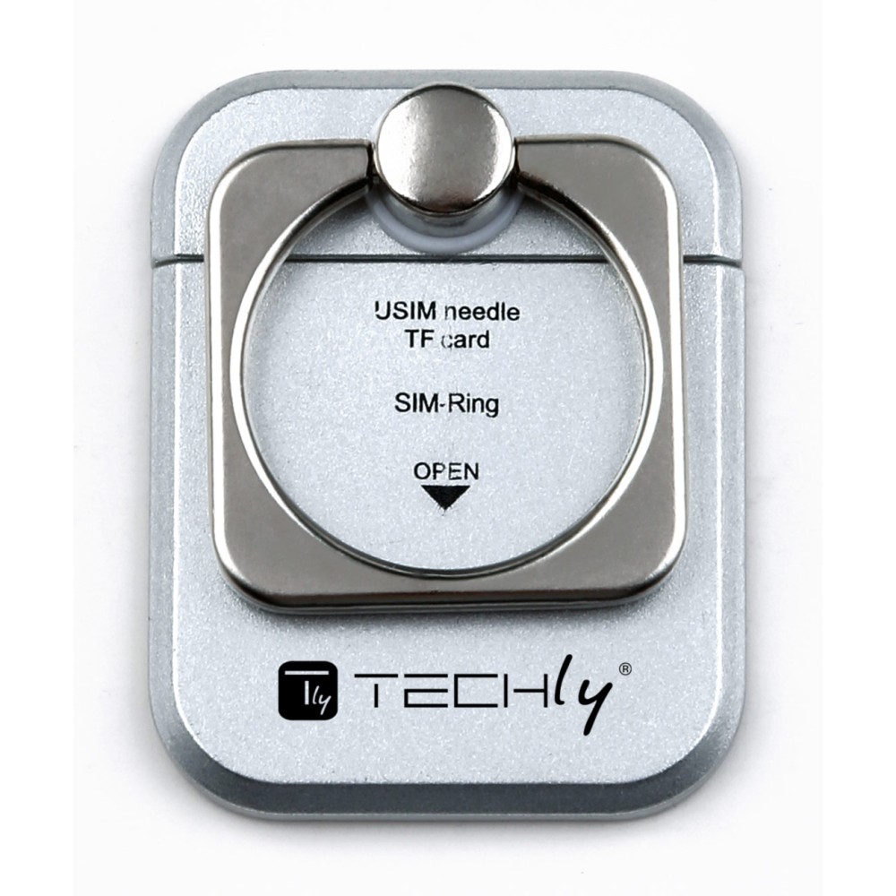 Anello e Supporto per Smartphone Silver - TECHLY - I-SMART-RINGS-1