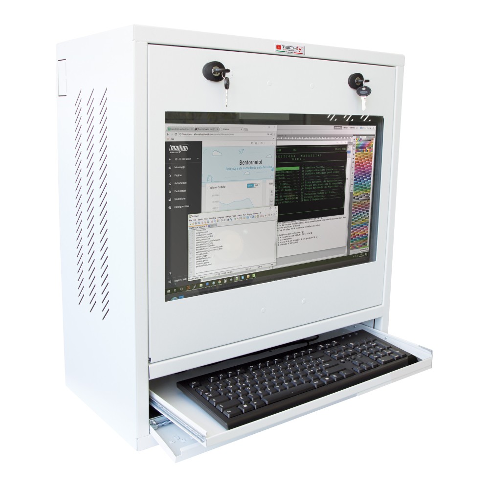 Armadio di sicurezza per PC, monitor LCD e tastiera Bianco - TECHLY PROFESSIONAL - ICRLIM10W-1