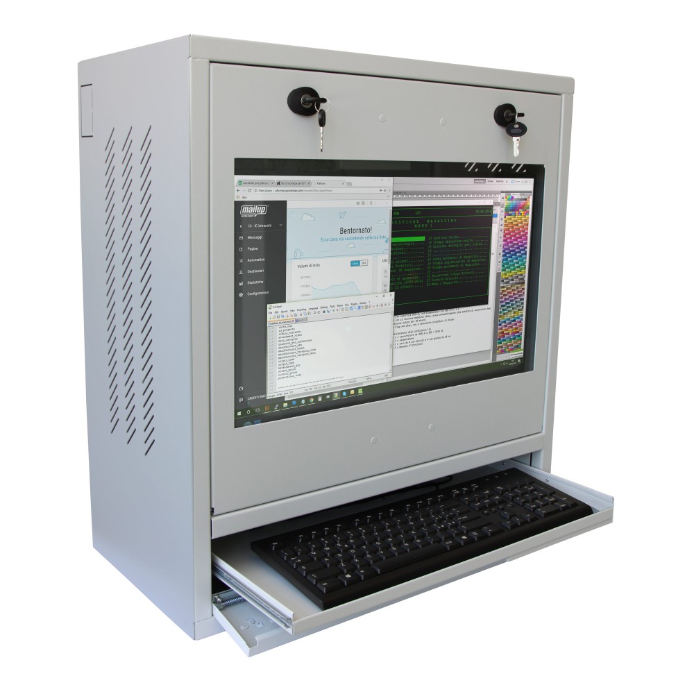 Armadio di sicurezza per PC, monitor LCD e tastiera Grigio - TECHLY PROFESSIONAL - ICRLIM10