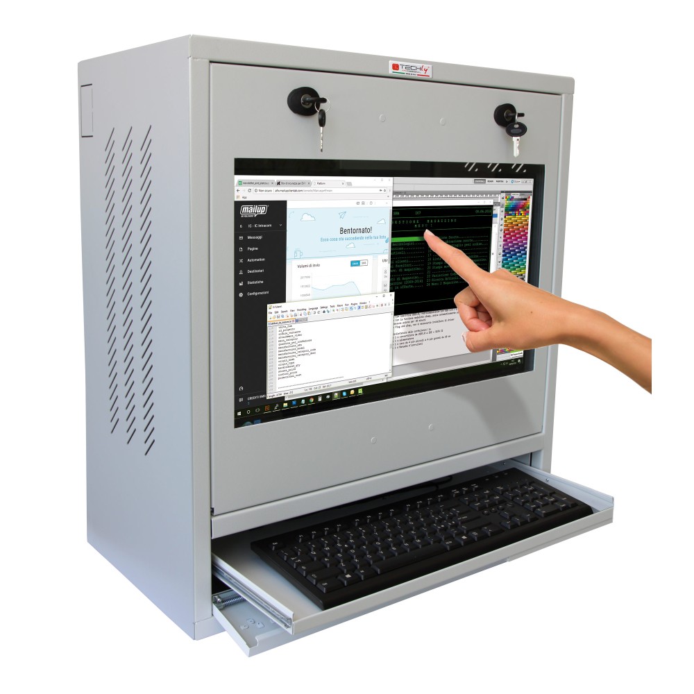Armadio di sicurezza per PC, monitor touch LCD e tastiera Grigio senza vetro - TECHLY PROFESSIONAL - ICRLIM10SV-1