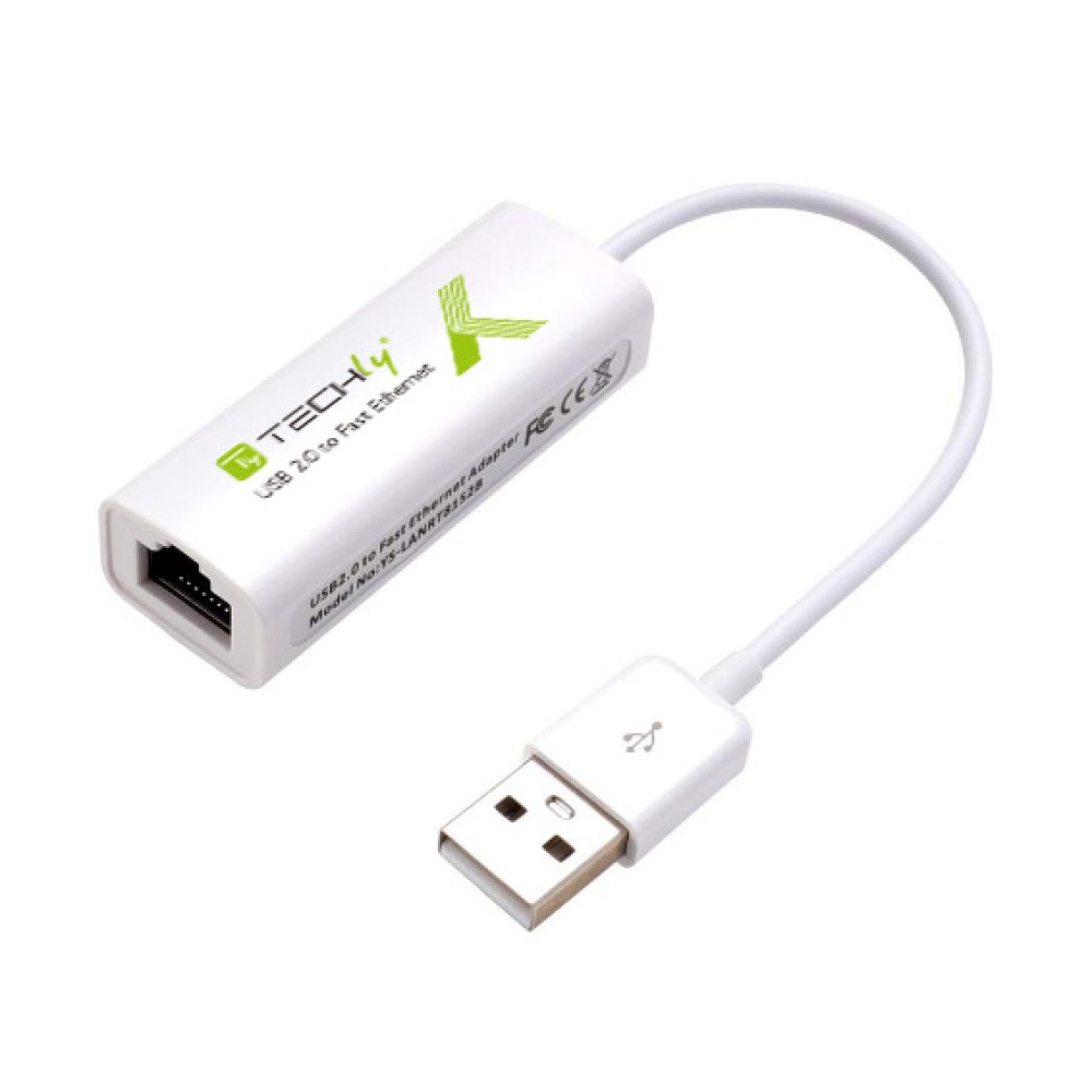 Convertitore da USB2.0 a Fast Ethernet 10/100 Mbps - TECHLY - IDATA ADAP-USB2TY2