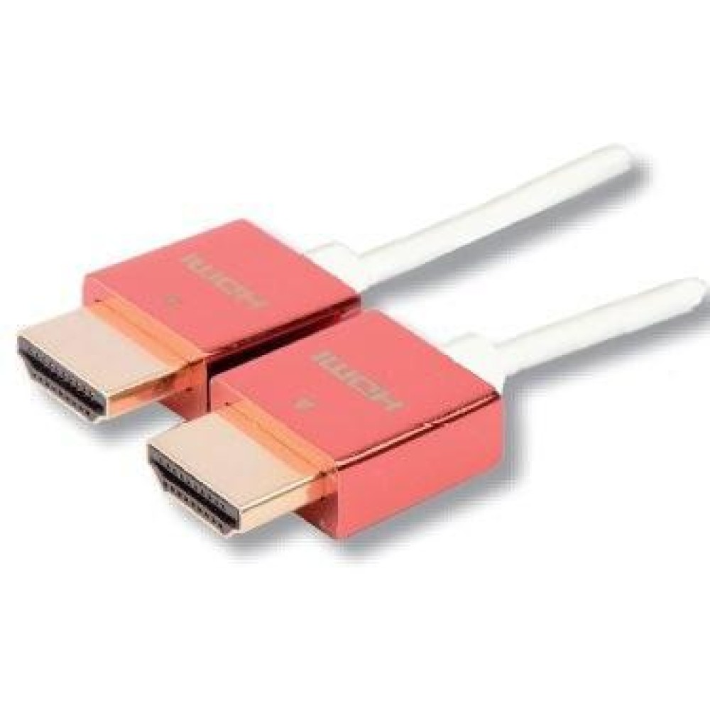 Cavo HDMI High Speed con Ethernet Ultra Slim 3m metal cover rosso - Techly - ICOC HDMI-SL-030MR-1
