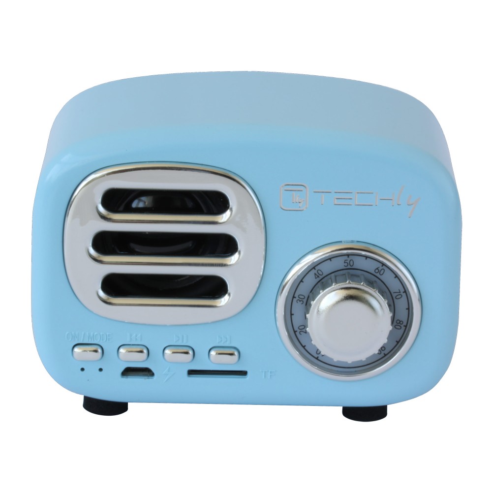 Radio Speaker Bluetooth Wireless, Design Radio Classico, azzurro - TECHLY - ICASBL12BLUE