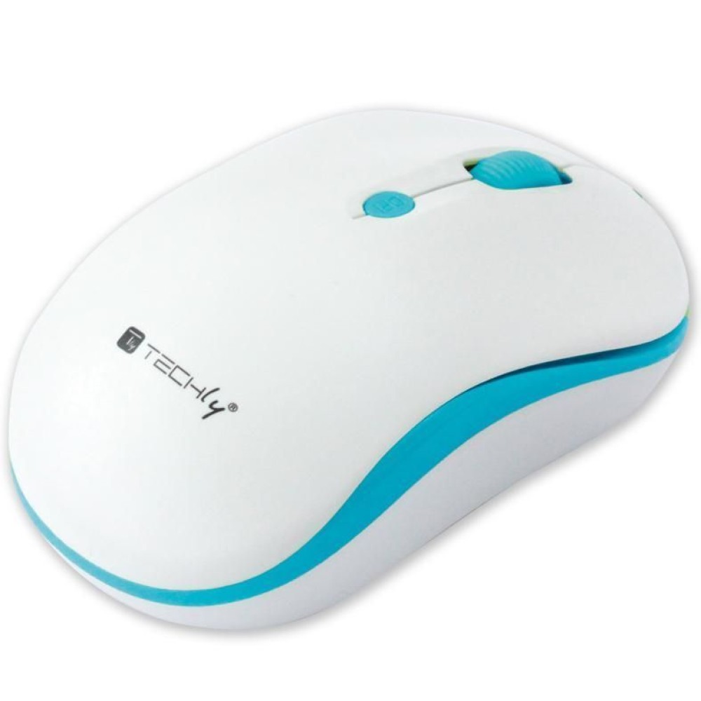 Mouse Wireless 2.4GHz 800-1600 dpi Bianco/Azzurro - TECHLY - IM 1600-WT-WBW