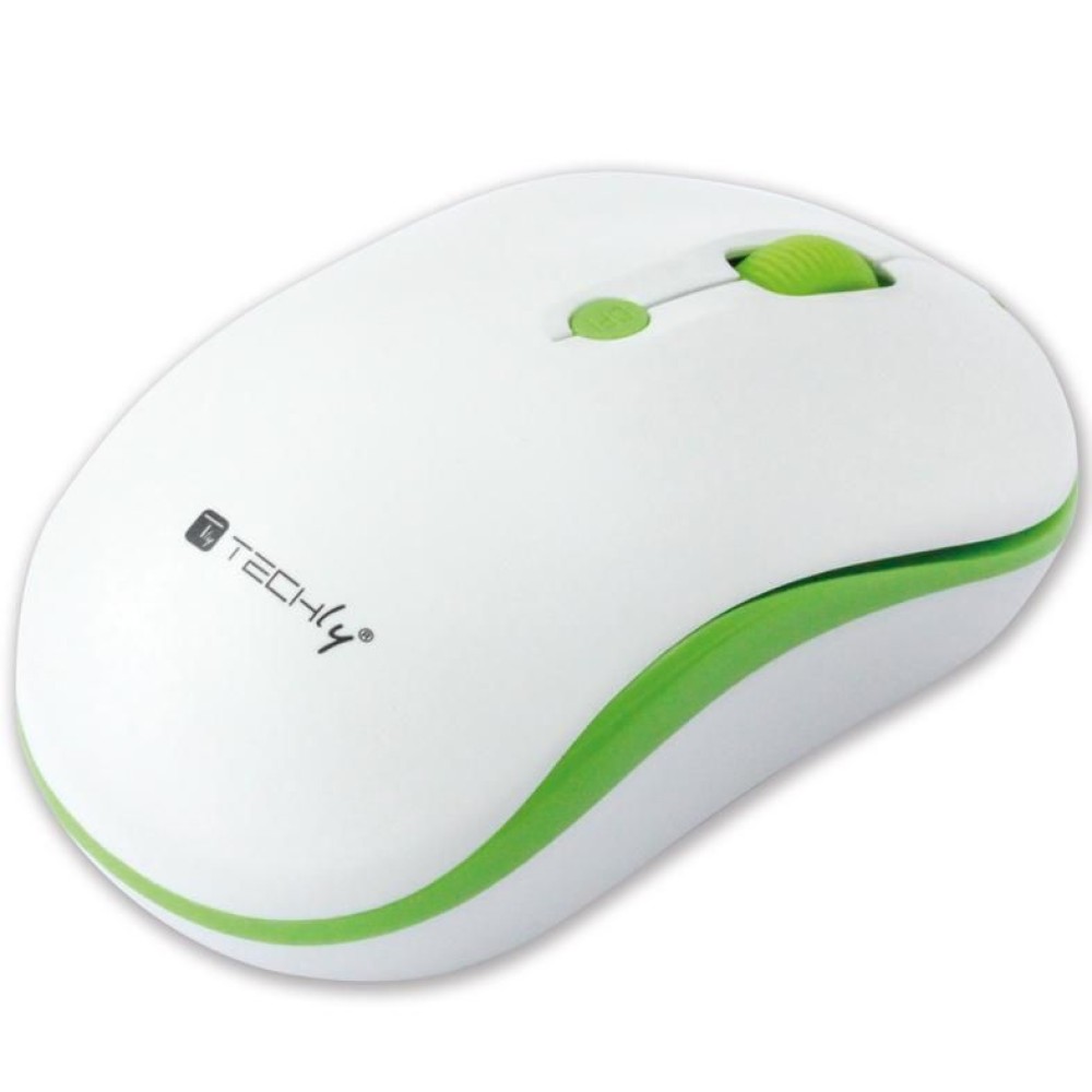 Mouse Wireless 2.4GHz 800-1600 dpi Bianco/Verde - TECHLY - IM 1600-WT-WGW-1