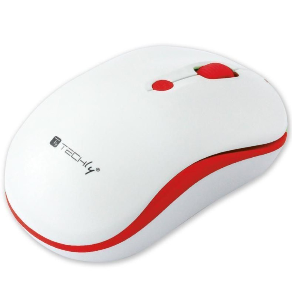 Mouse Wireless 2.4GHz 800-1600 dpi Bianco/Rosso - TECHLY - IM 1600-WT-WRW-1