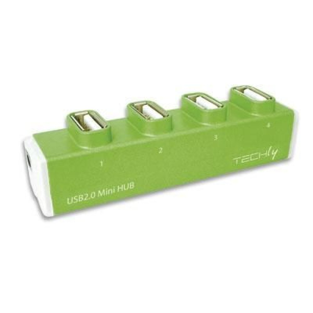 Hub USB 2.0, 4 porte Leggero, verde - TECHLY - IUSB2-HUB4-201G-1