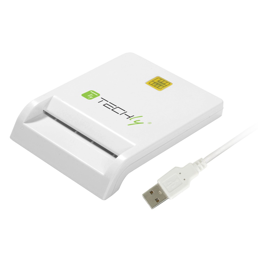 Lettore/Scrittore di Smart Card Usb 2.0 Compatto Bianco - TECHLY - I-CARD CAM-USB2TY-1