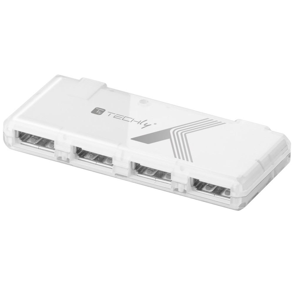 Mini Hub USB Hi Speed 4 Porte Bianco - TECHLY - IUSB2-HUB4-WHTY
