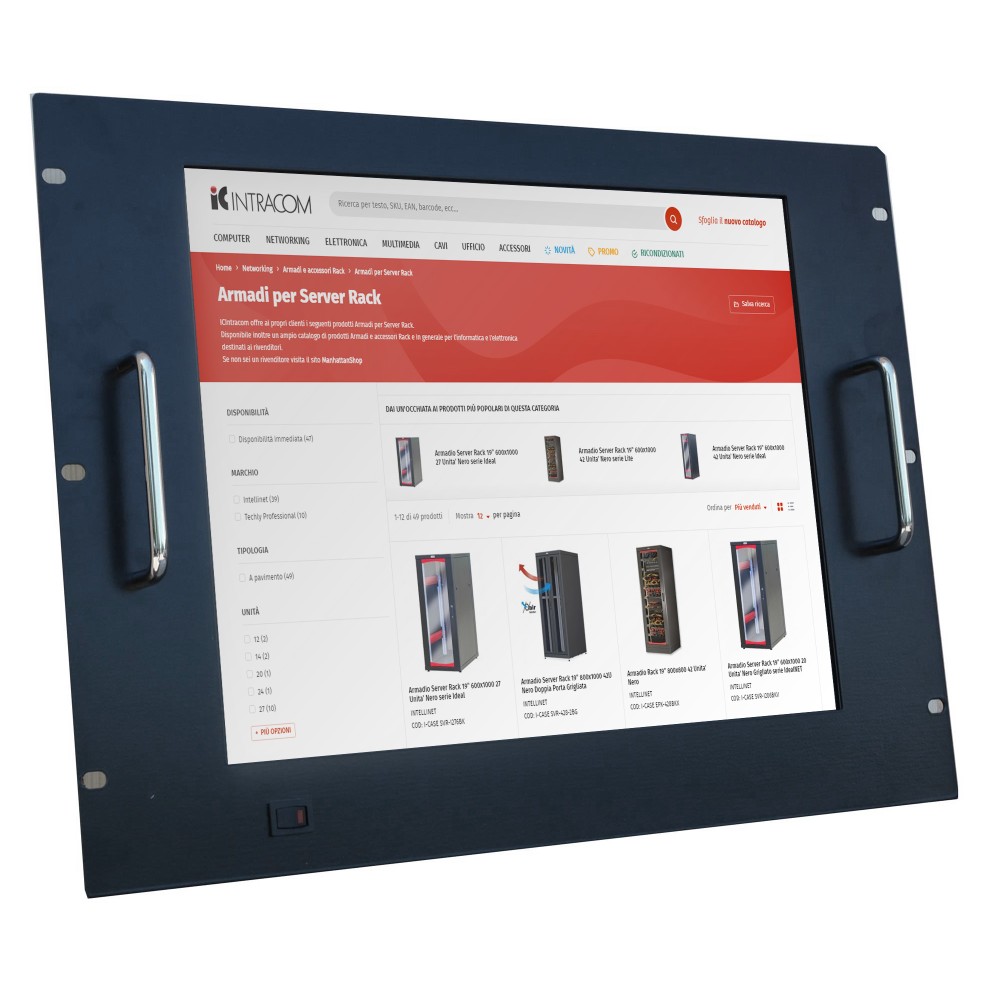 Monitor LCD 17'' per Rack 19'' 8 Unità Nero - TECHLY PROFESSIONAL - I-CASE MONI-LCD