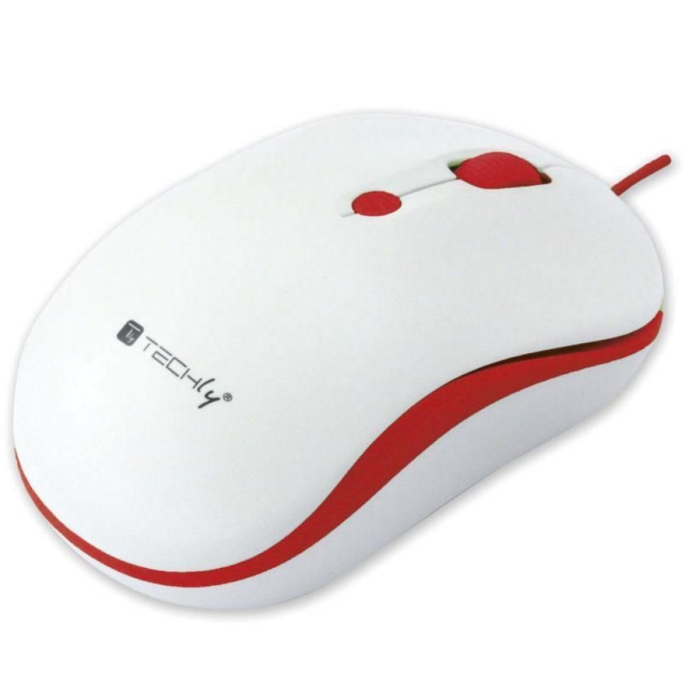 Mouse Ottico USB 800-1600 dpi Bianco/Rosso - Techly - IM 1600-WT-WR-1