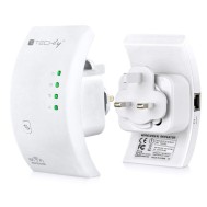 Ripetitore Wireless 300N (Range Extender) con WPS, spina UK - TECHLY - I-WL-REPEATER/UK