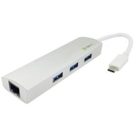 Hub USB-C SuperSpeed 3 Porte + Porta RJ45 Gigabit, Alluminio - TECHLY - IUSB31C-H3LANTLY
