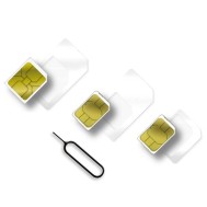 Adattatore Scheda SIM (4 in 1) nano-SIM, Micro-SIM e SIM Bianco - TECHLY - I-SIM-3W