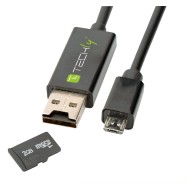 Cavo USB OTG Micro B / USB A con Lettore Micro SD/SDHC 26cm Nero - TECHLY - ICOC U2OTG-SD
